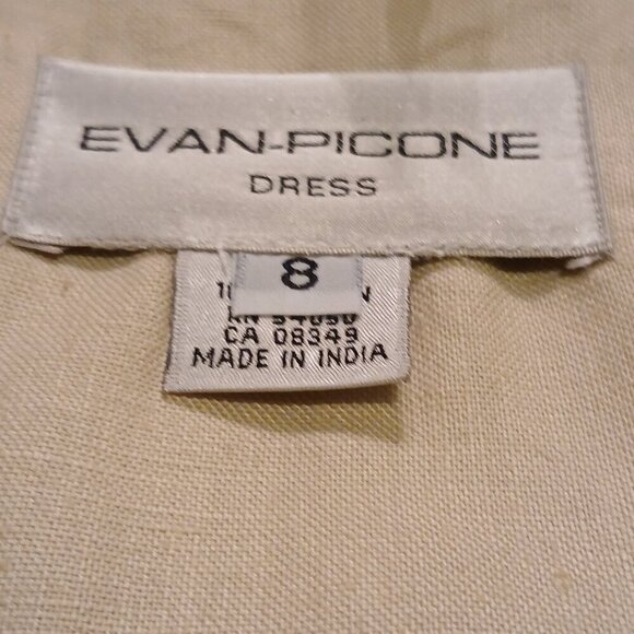 Evan Picone Butter Yellow 100%Linen Midi Sheath Dress ~ Stylish Hem Detail Sz 8 - Picture 4 of 12